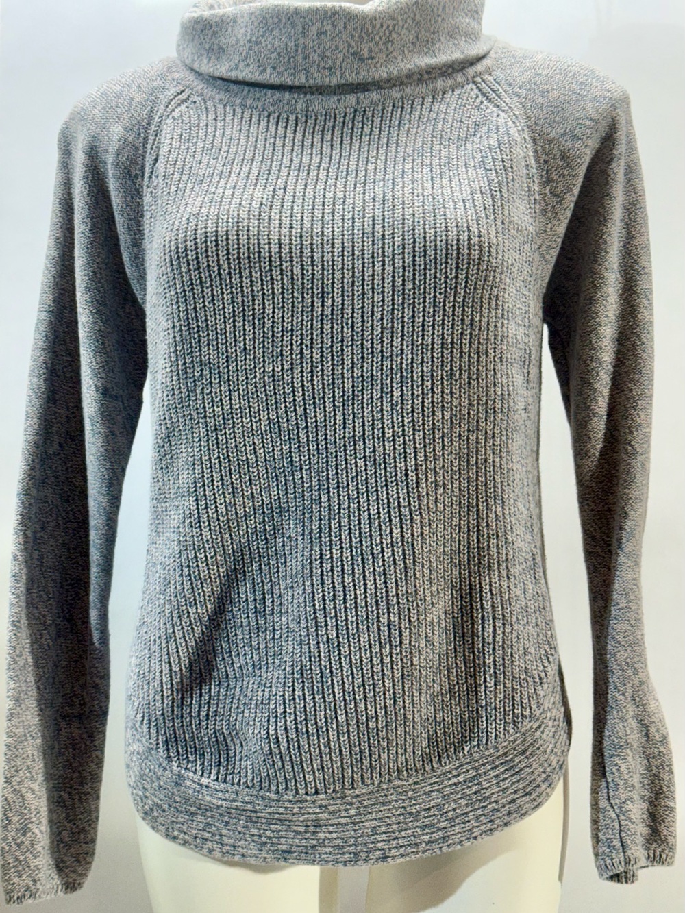 LOFT Gray Ribbed Cowl Neck Sweater